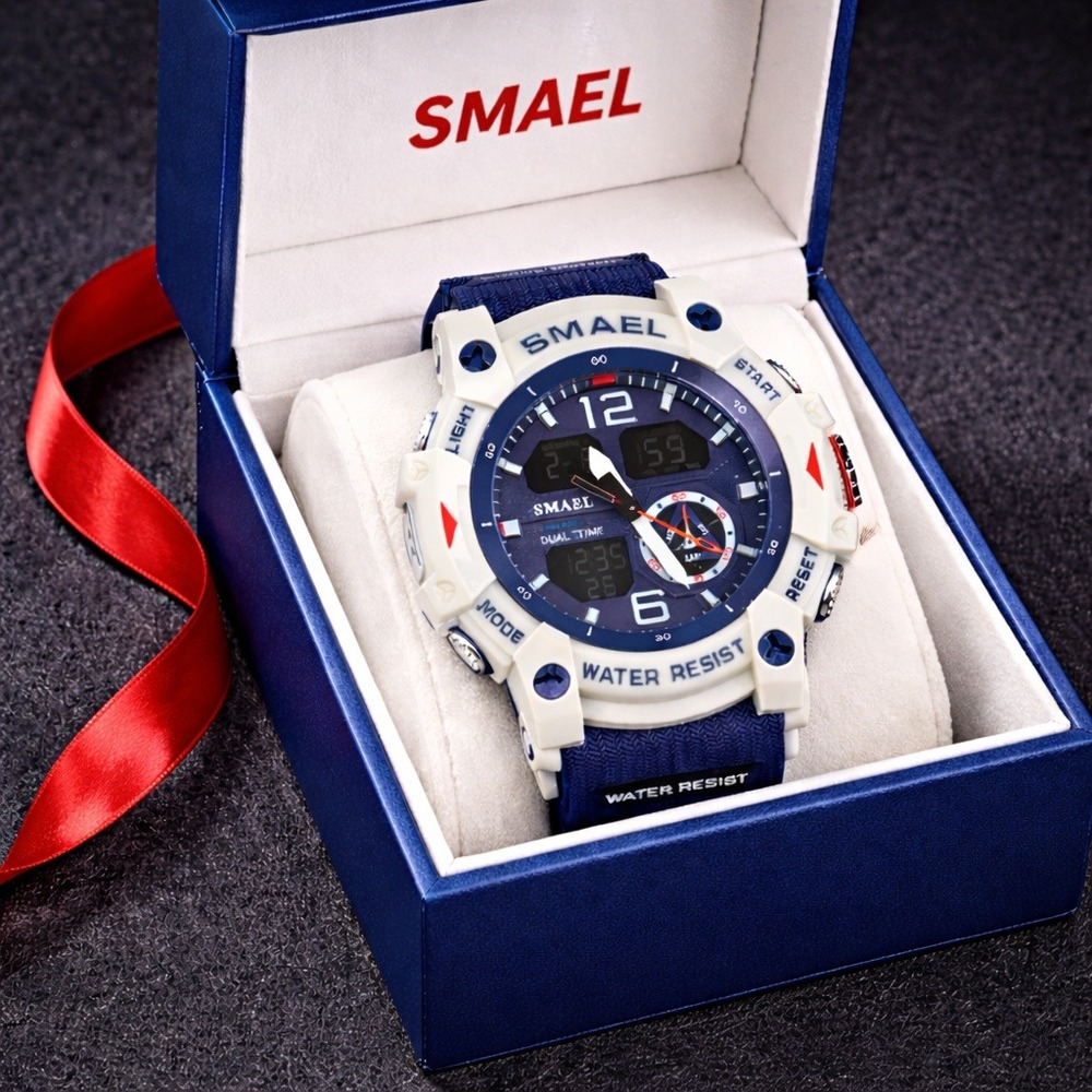 Watch Men Smael‎ Blue & Gray Military Waterproof Stopwatch